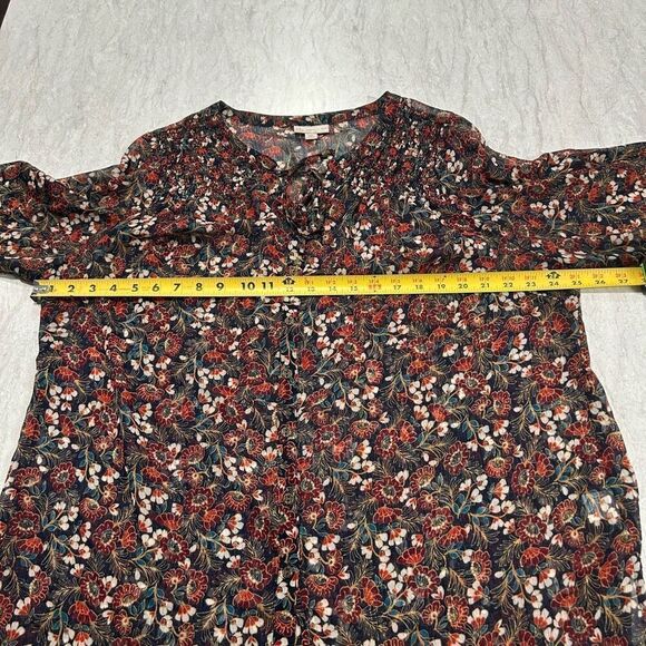 Dress Barn Women's Shimmer Floral Button Up Multicolor Long Sleeve Top 2X - Picture 13 of 15